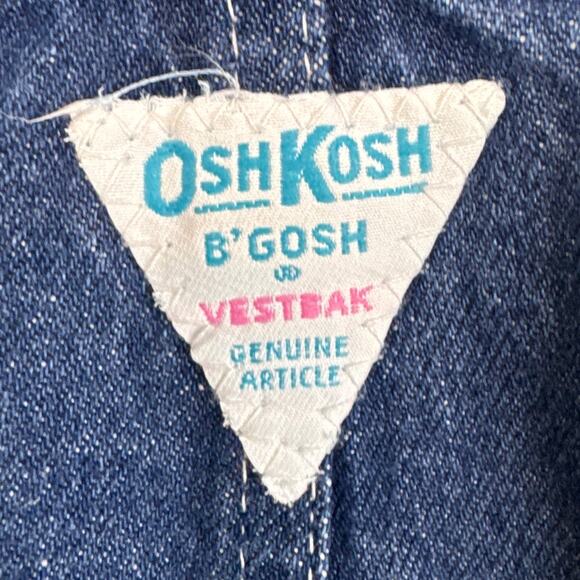 Vintage Osh Kosh Overalls Infant Girl Vestback Denim Floral Trim Size 18M 90s - Picture 5 of 8